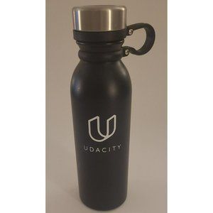 Udacity Black Metal Insulated Water Bottle 20.9 FL Oz